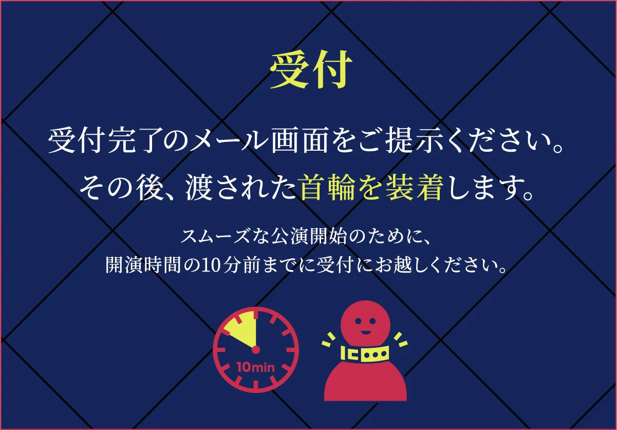 受付をし、首輪を受け取る